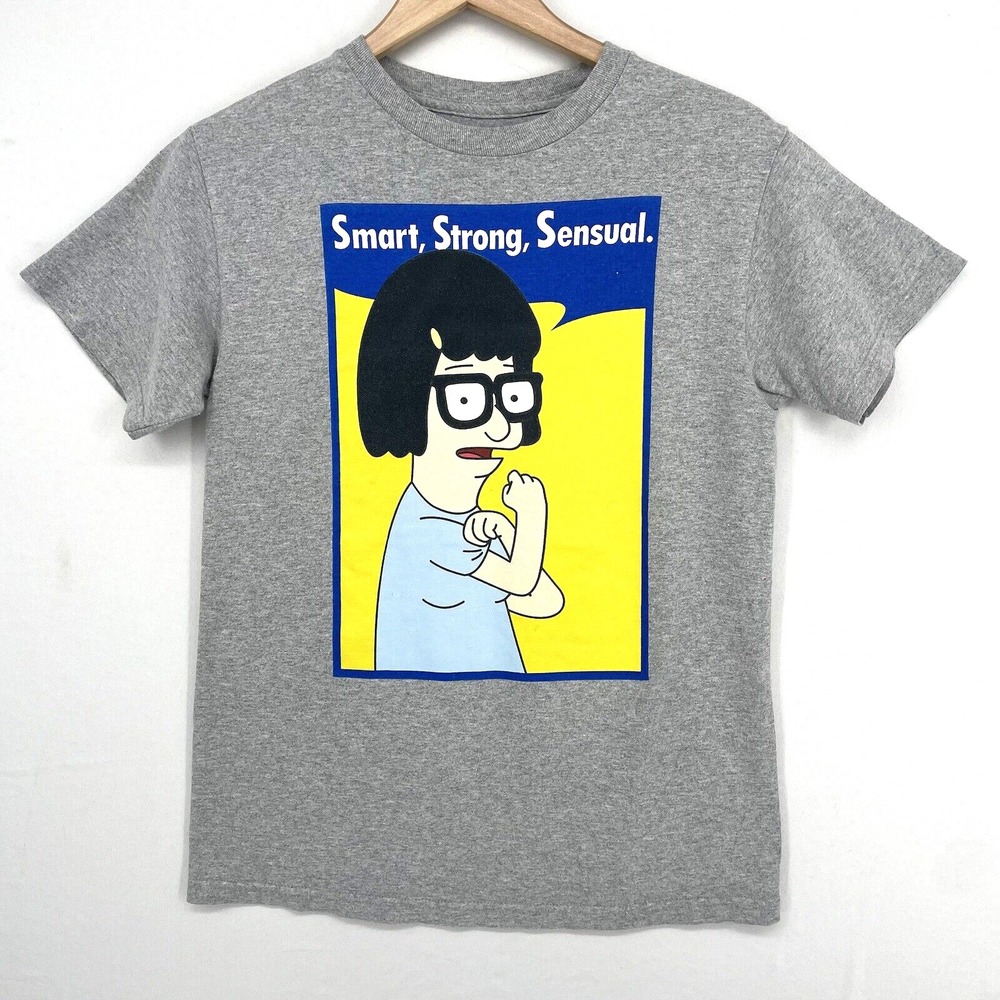 BOB'S BURGERS T-Shirt Smart, Strong, Sensual Gray Graphic Men's Size Small